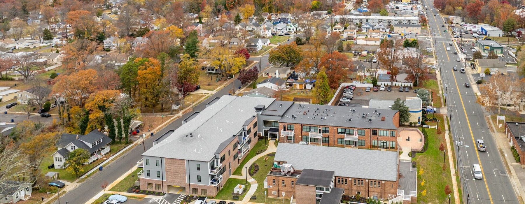  a small town with many buildings and trees